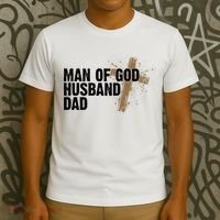 Man Of God Husband Dad Religious Cross Fathers Day T-Shirt thumb 3