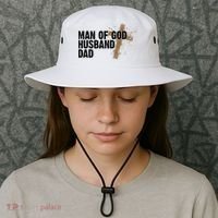 Man Of God Husband Dad Religious Cross Fathers Day Bucket Hat thumb 3
