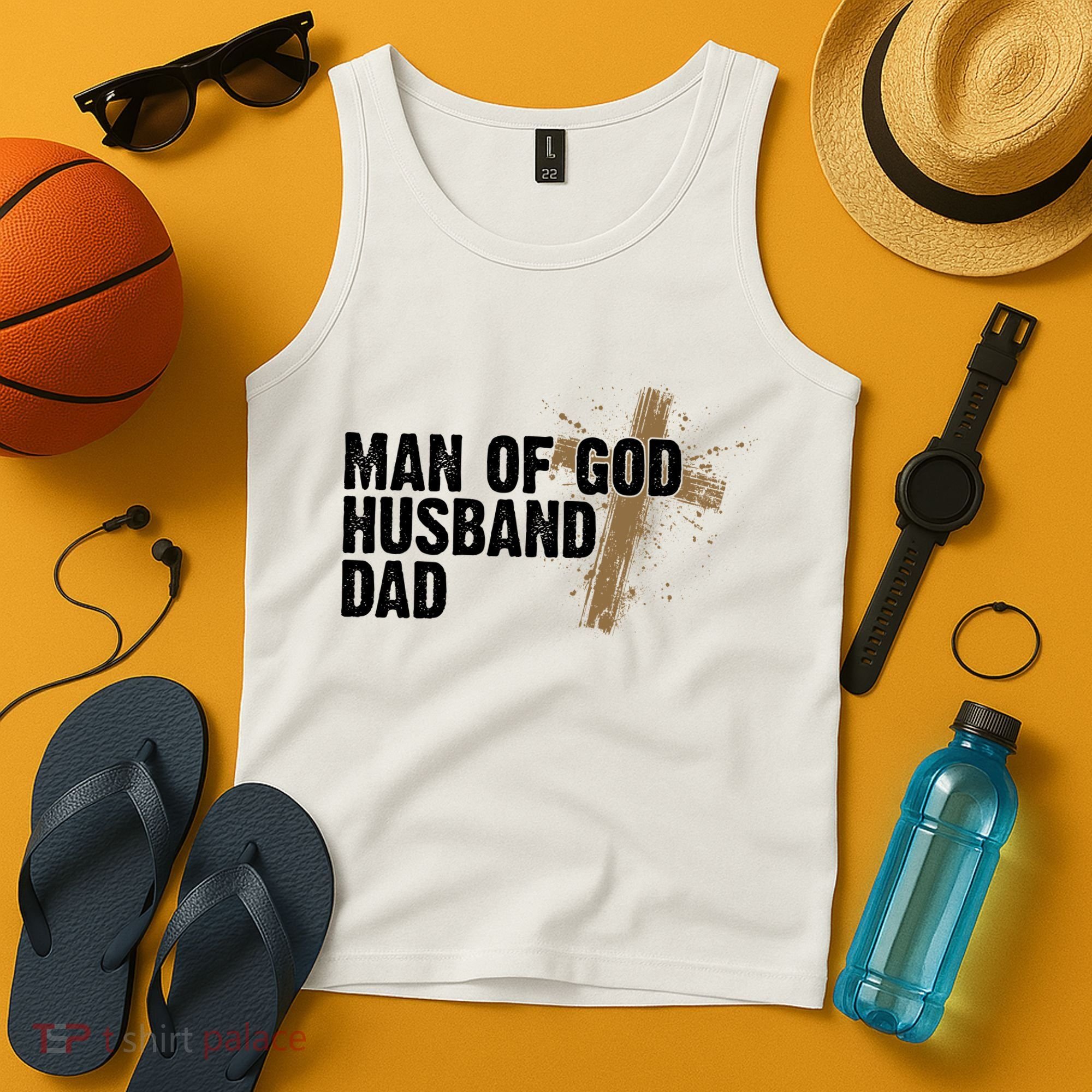 Man Of God Husband Dad Religious Cross Fathers Day Tank Top
