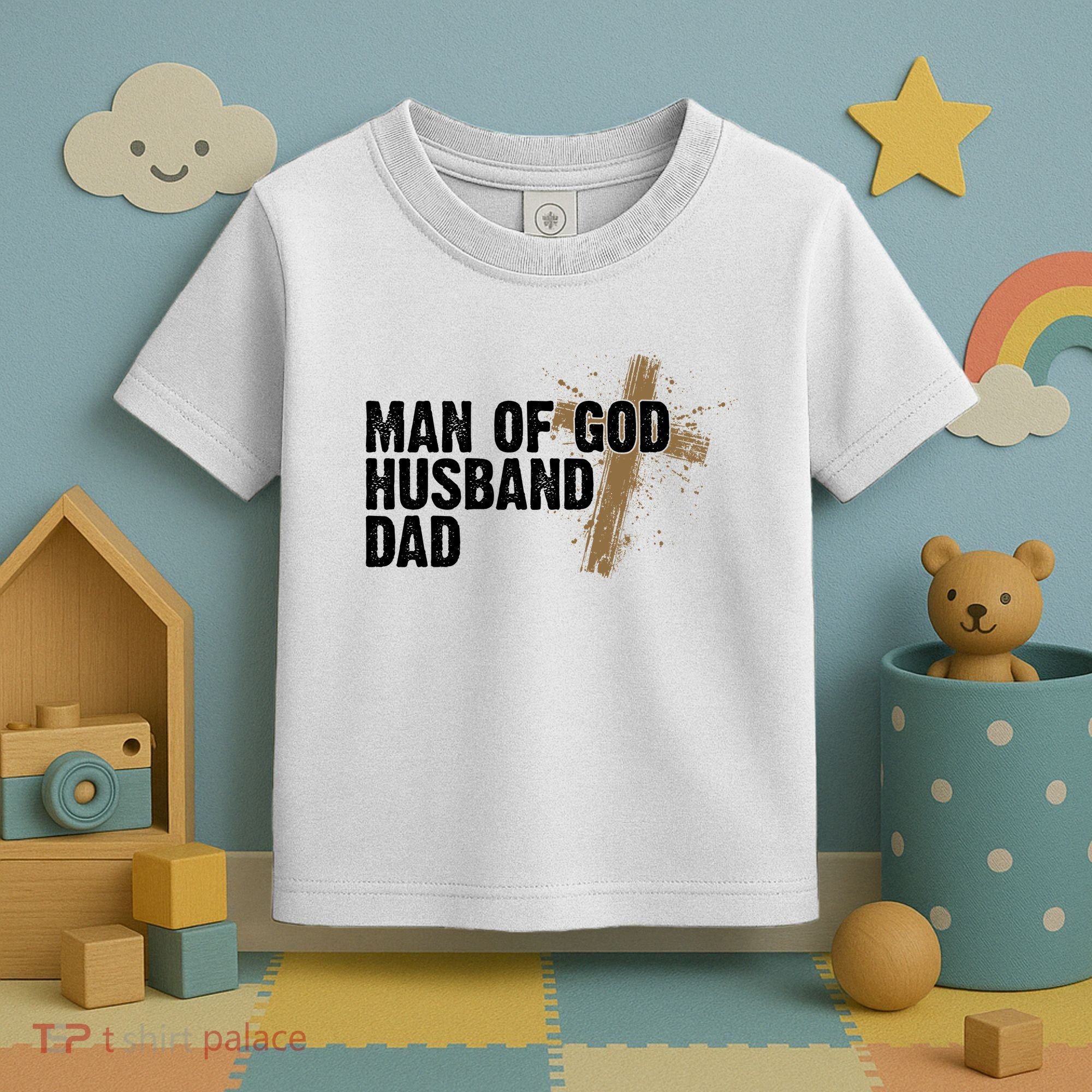 Man Of God Husband Dad Religious Cross Fathers Day Toddler T-Shirt