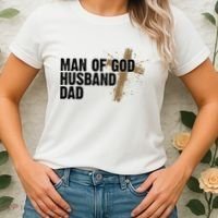 Man Of God Husband Dad Religious Cross Fathers Day Women's T-Shirt thumb 2