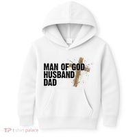 Man Of God Husband Dad Religious Cross Fathers Day Kids Hoodie thumb 0