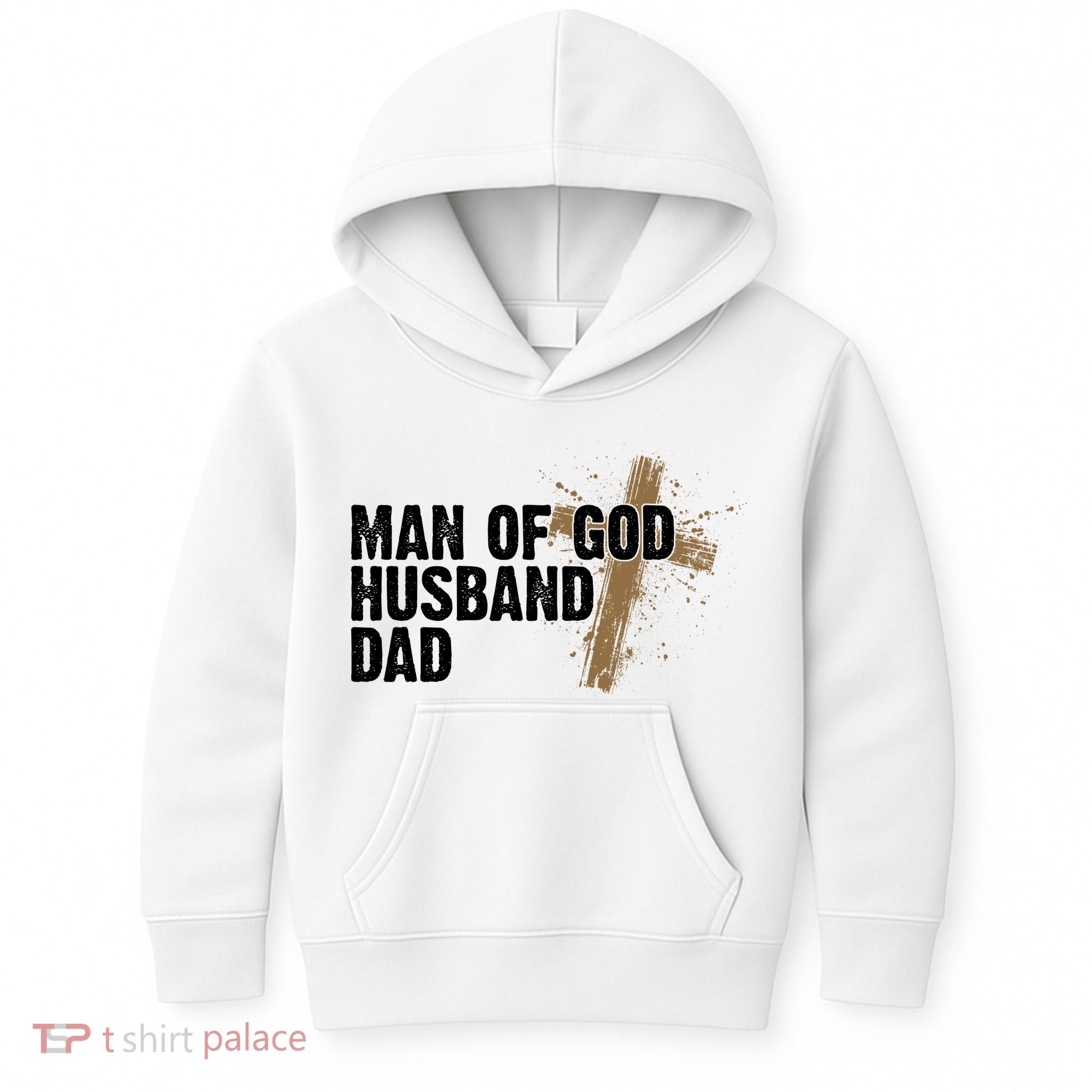 Man Of God Husband Dad Religious Cross Fathers Day Kids Hoodie