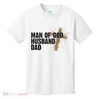 Man Of God Husband Dad Religious Cross Fathers Day Kids T-Shirt thumb 0
