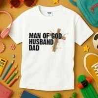 Man Of God Husband Dad Religious Cross Fathers Day Kids T-Shirt thumb 3