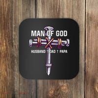 Man of God Husband Dad Papa Christian Fathers Day Coaster thumb 0