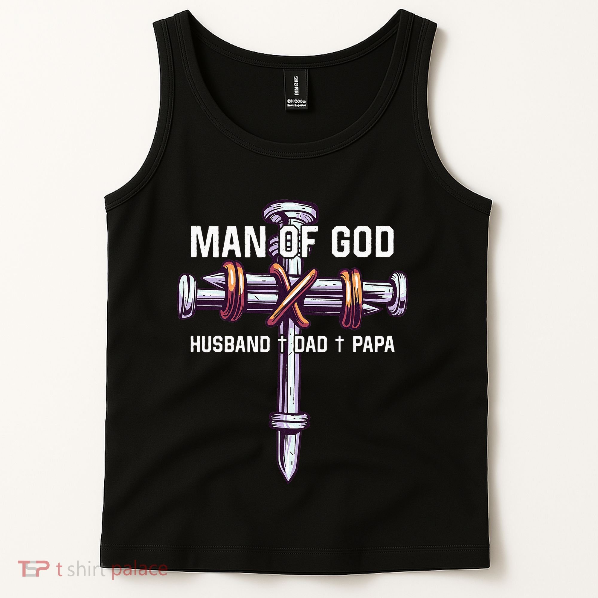 Man of God Husband Dad Papa Christian Fathers Day Tank Top