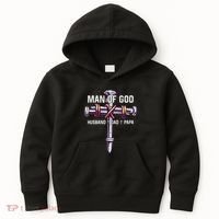 Man of God Husband Dad Papa Christian Fathers Day Kids Hoodie thumb 0