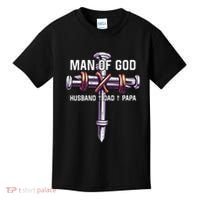 Man of God Husband Dad Papa Christian Fathers Day Kids T-Shirt thumb 0