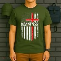 Man Of God Husband Dad Grandpa USA American Flag Cross T-Shirt thumb 6