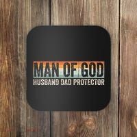 Man Of God Husband Dad Protector Christian Dad FatherS Day Coaster thumb 0