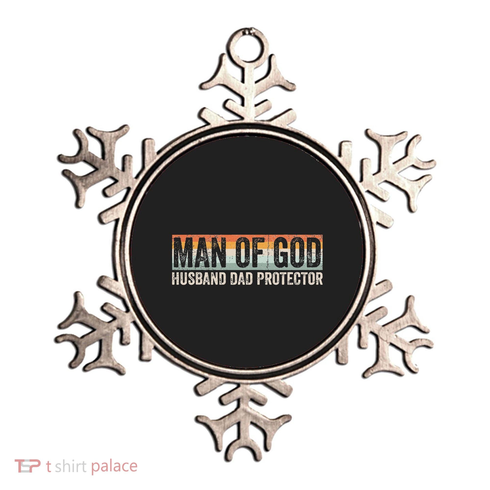 Man Of God Husband Dad Protector Christian Dad FatherS Day Ornament