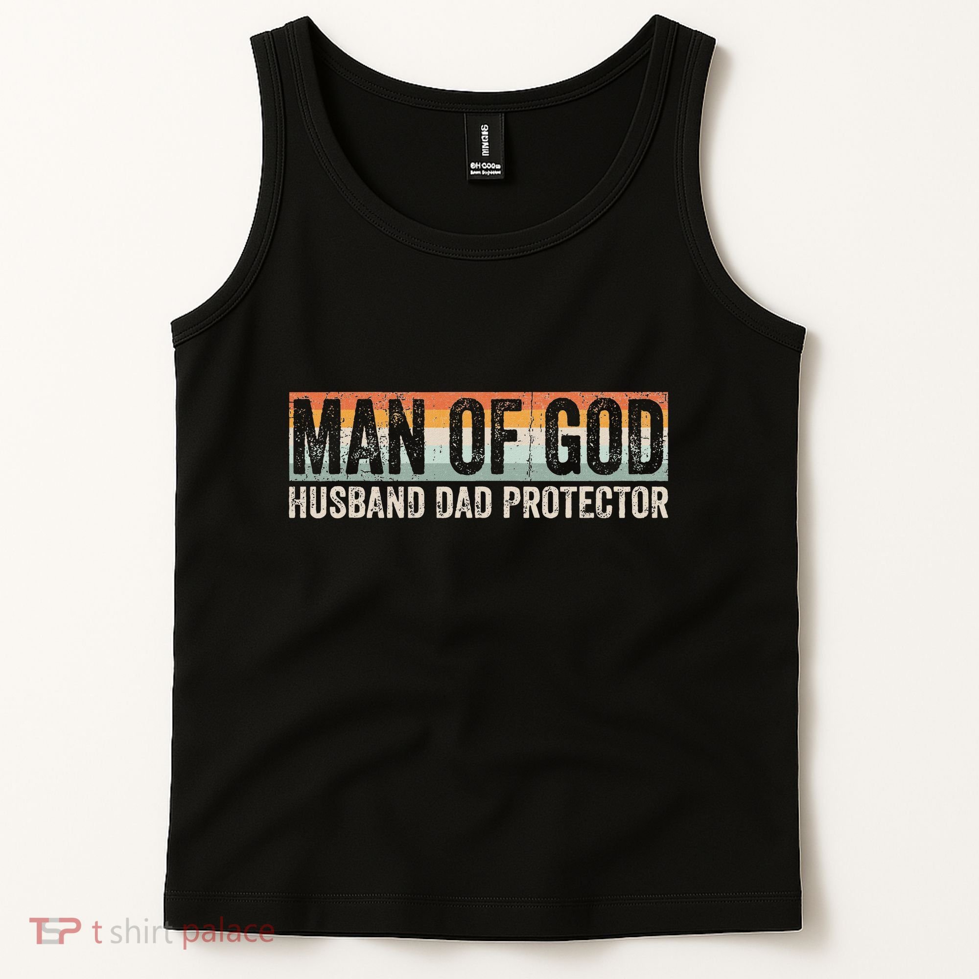 Man Of God Husband Dad Protector Christian Dad FatherS Day Tank Top