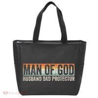 Man Of God Husband Dad Protector Christian Dad FatherS Day Tote Bag thumb 0