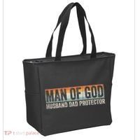 Man Of God Husband Dad Protector Christian Dad FatherS Day Tote Bag thumb 2