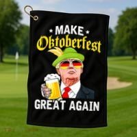 Make Oktoberfest Great Again Funny Trump Drink Beer Mug Golf Towel thumb 1