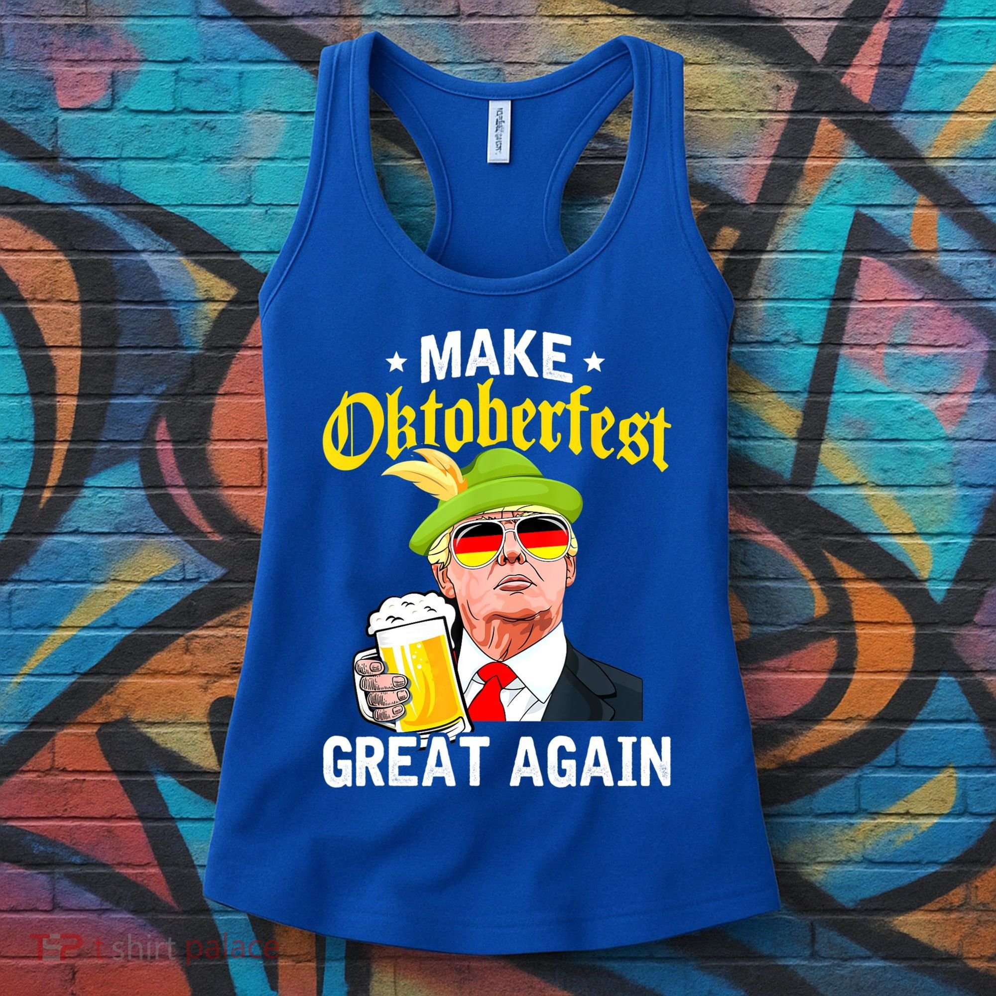 Make Oktoberfest Great Again Funny Trump Drink Beer Mug Women's Tank Top