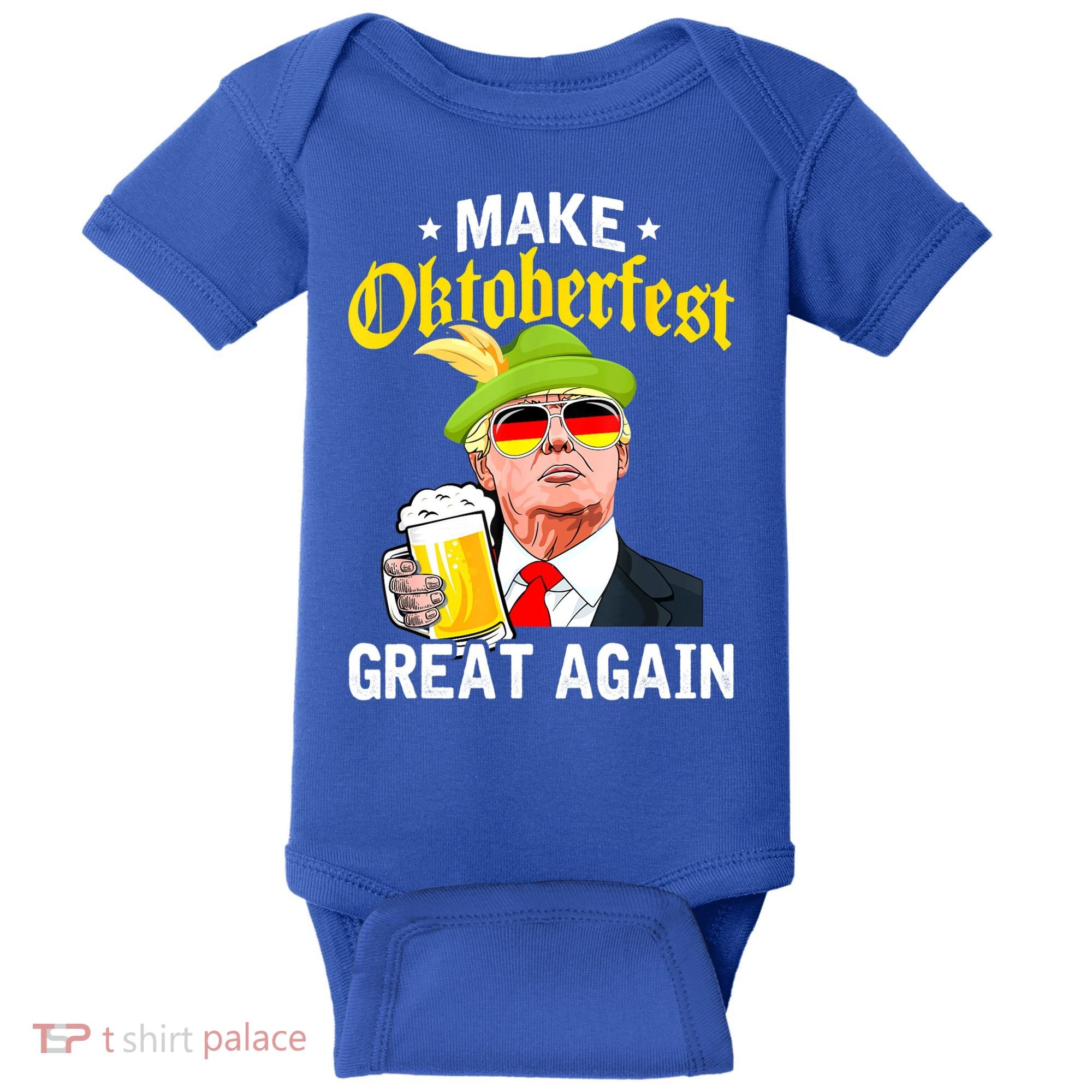 Make Oktoberfest Great Again Funny Trump Drink Beer Mug Baby Bodysuit