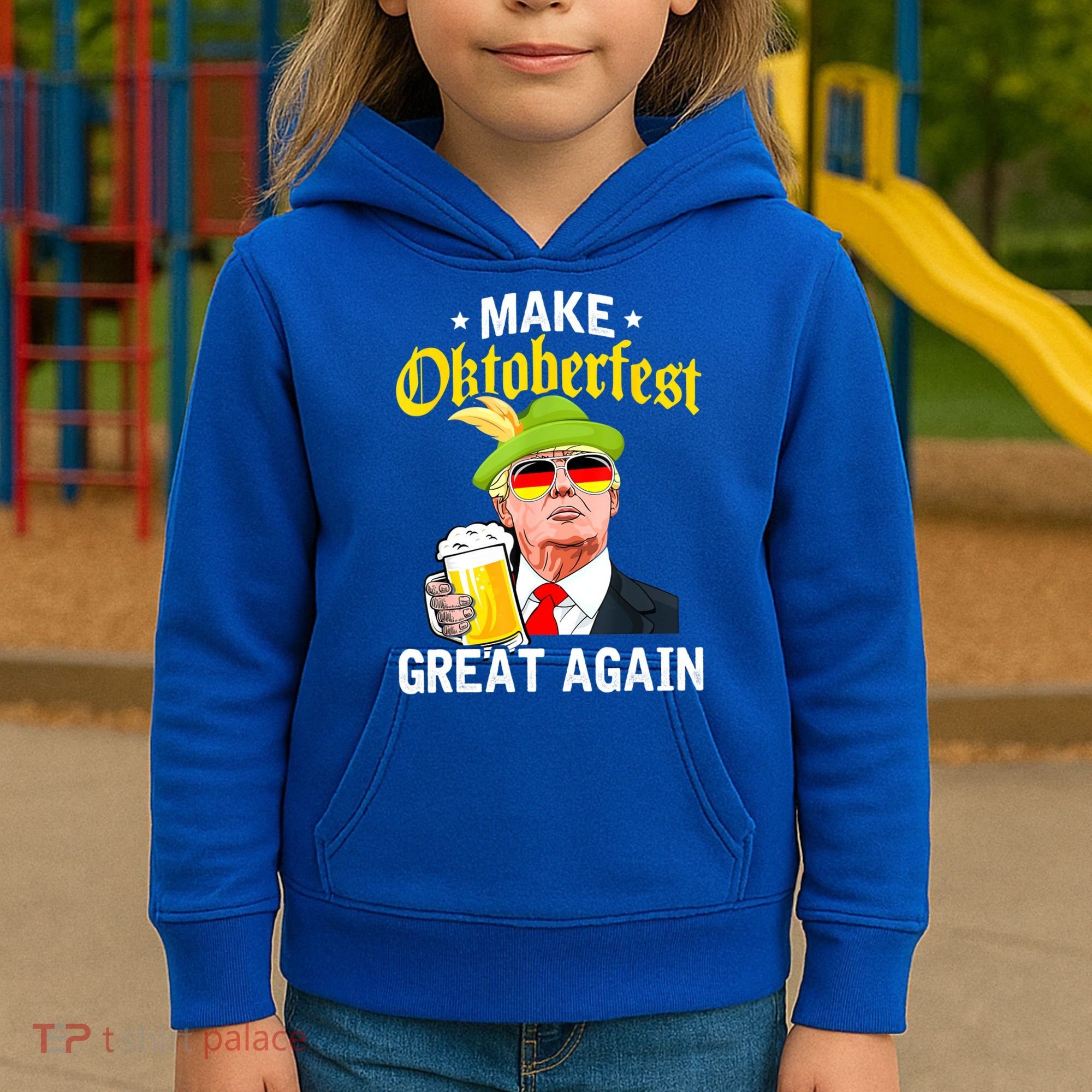 Make Oktoberfest Great Again Funny Trump Drink Beer Mug Kids Hoodie