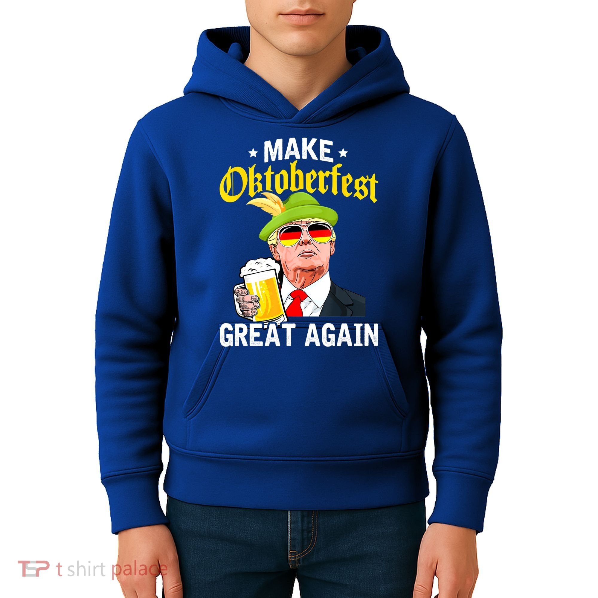 Make Oktoberfest Great Again Funny Trump Drink Beer Mug Kids Hoodie