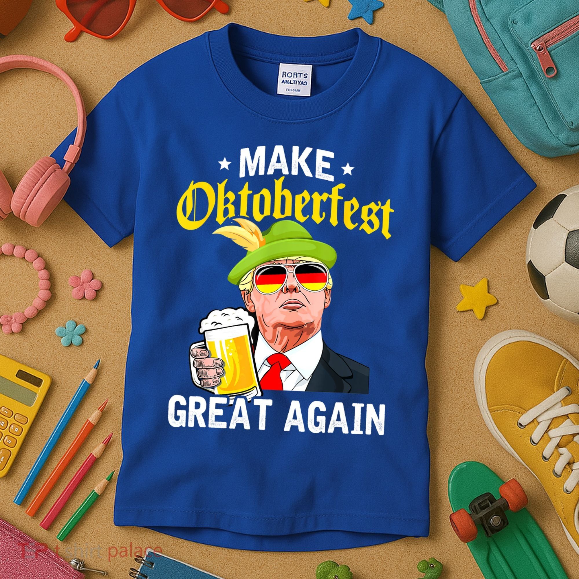 Make Oktoberfest Great Again Funny Trump Drink Beer Mug Kids T-Shirt