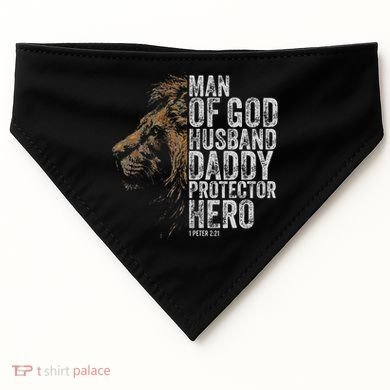Man Of God Husband Daddy Protector Hero Fathers Gift Dad USA-Made Doggie Bandana