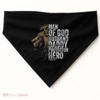Man Of God Husband Daddy Protector Hero Fathers Gift Dad USA-Made Doggie Bandana thumb 0