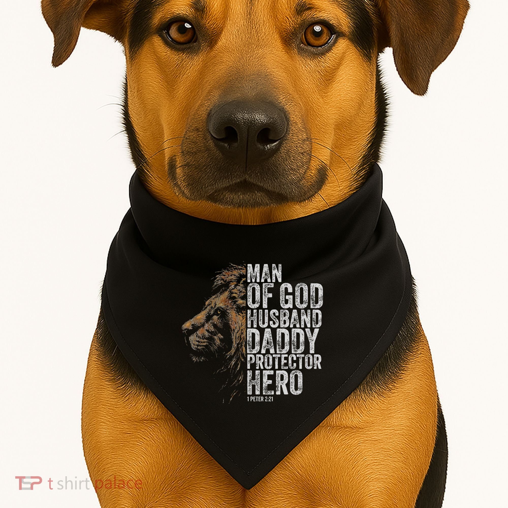 Man Of God Husband Daddy Protector Hero Fathers Gift Dad USA-Made Doggie Bandana