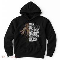 Man Of God Husband Daddy Protector Hero Fathers Gift Dad Hoodie thumb 0