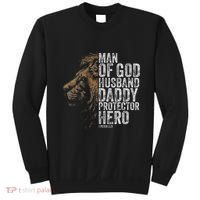 Man Of God Husband Daddy Protector Hero Fathers Gift Dad Sweatshirt thumb 0
