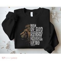 Man Of God Husband Daddy Protector Hero Fathers Gift Dad Sweatshirt thumb 2