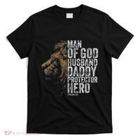 Man Of God Husband Daddy Protector Hero Fathers Gift Dad T-Shirt thumb 0