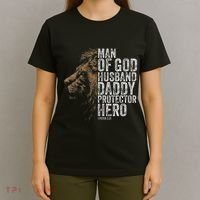 Man Of God Husband Daddy Protector Hero Fathers Gift Dad T-Shirt thumb 4