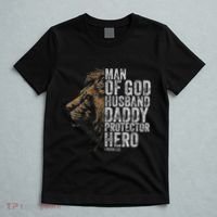 Man Of God Husband Daddy Protector Hero Fathers Gift Dad T-Shirt thumb 5