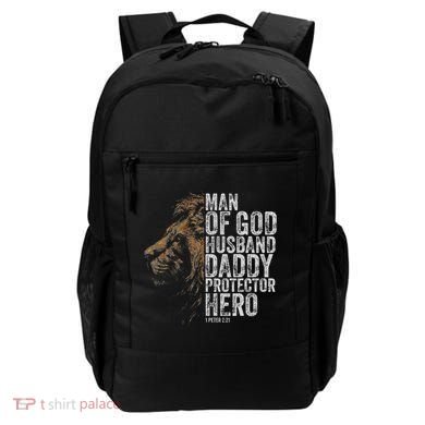 Man Of God Husband Daddy Protector Hero Fathers Gift Dad Backpack