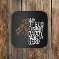 Man Of God Husband Daddy Protector Hero Fathers Gift Dad Coaster thumb 0