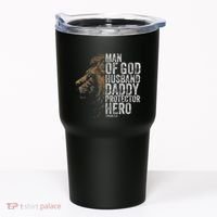 Man Of God Husband Daddy Protector Hero Fathers Gift Dad Tumbler thumb 0