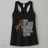 Man Of God Husband Daddy Protector Hero Fathers Gift Dad Women's Tank Top thumb 3