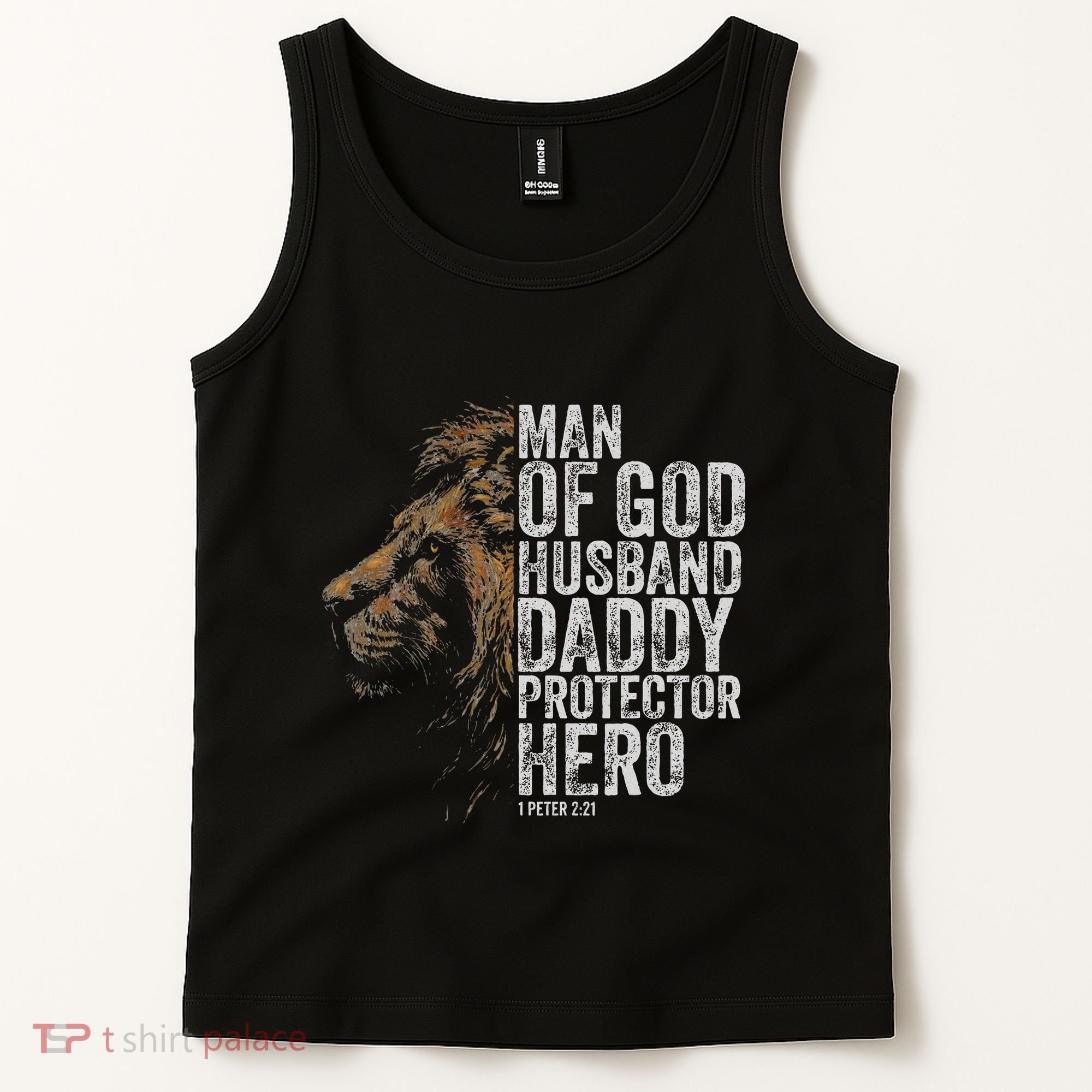 Man Of God Husband Daddy Protector Hero Fathers Gift Dad Tank Top