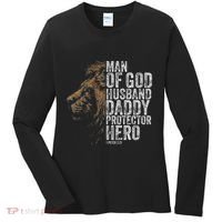Man Of God Husband Daddy Protector Hero Fathers Gift Dad Women's Long Sleeve Shirt thumb 0