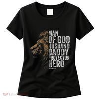 Man Of God Husband Daddy Protector Hero Fathers Gift Dad Women's T-Shirt thumb 0