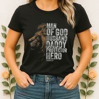 Man Of God Husband Daddy Protector Hero Fathers Gift Dad Women's T-Shirt thumb 2