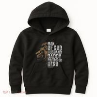 Man Of God Husband Daddy Protector Hero Fathers Gift Dad Kids Hoodie thumb 0