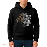 Man Of God Husband Daddy Protector Hero Fathers Gift Dad Kids Hoodie thumb 4
