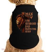 Man Of God Husband Daddy Protector Hero Lion Fathers Day Doggie Tank thumb 0