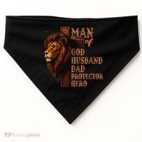 Man Of God Husband Daddy Protector Hero Lion Fathers Day USA-Made Doggie Bandana thumb 0