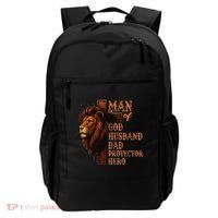 Man Of God Husband Daddy Protector Hero Lion Fathers Day Backpack thumb 0