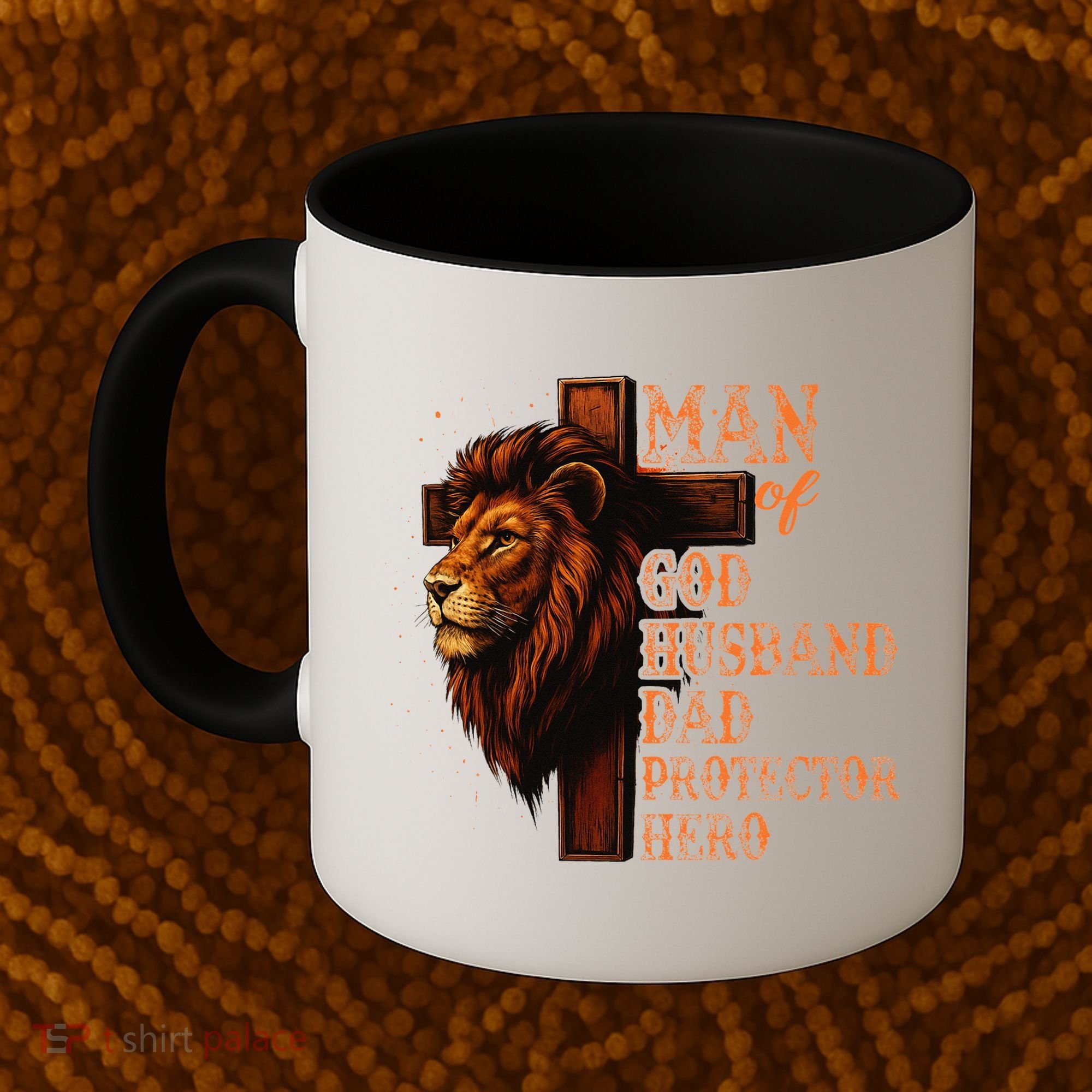 Man Of God Husband Daddy Protector Hero Lion Fathers Day Coffee Mug