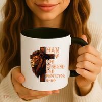 Man Of God Husband Daddy Protector Hero Lion Fathers Day Coffee Mug thumb 3