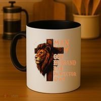 Man Of God Husband Daddy Protector Hero Lion Fathers Day Coffee Mug thumb 4